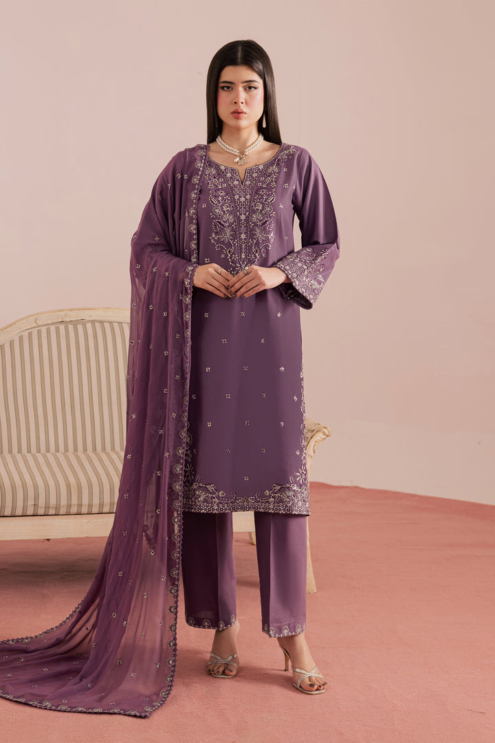 Deraya 3Pc - Embroidered Khaddar Dress