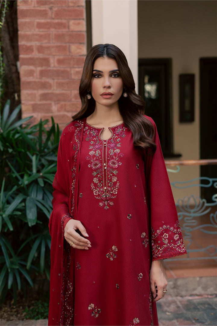 Dave 3Pc - Embroidered Khaddar Pret