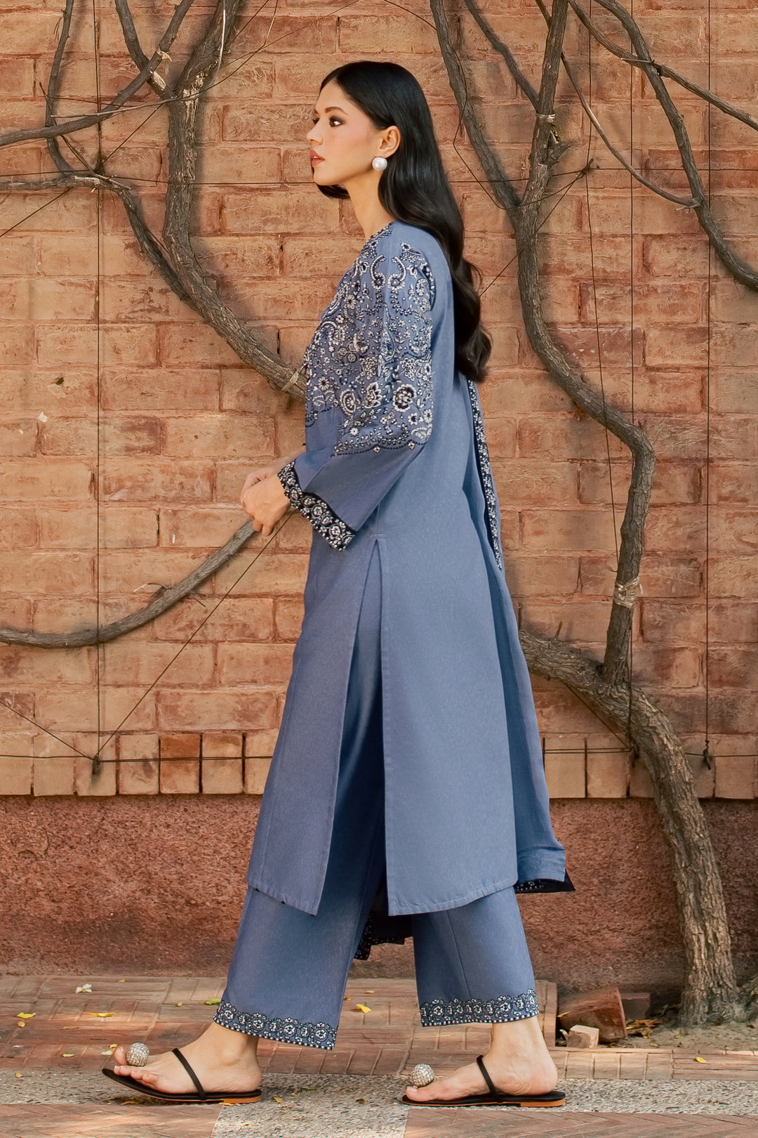 Sozni 3Pc - Embroidered Karandi Pret