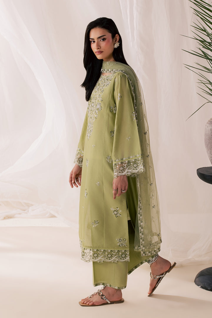 Olive Vasl 3Pc - Luxury Embroidered Lawn