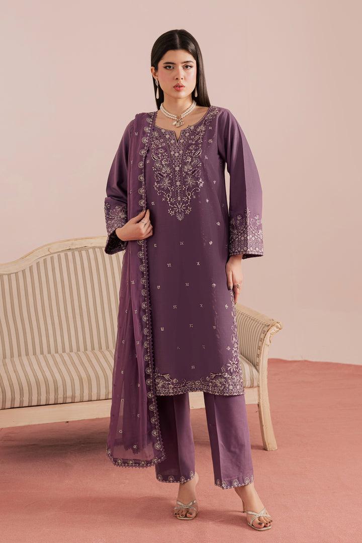 Deraya 3Pc - Embroidered Khaddar Dress