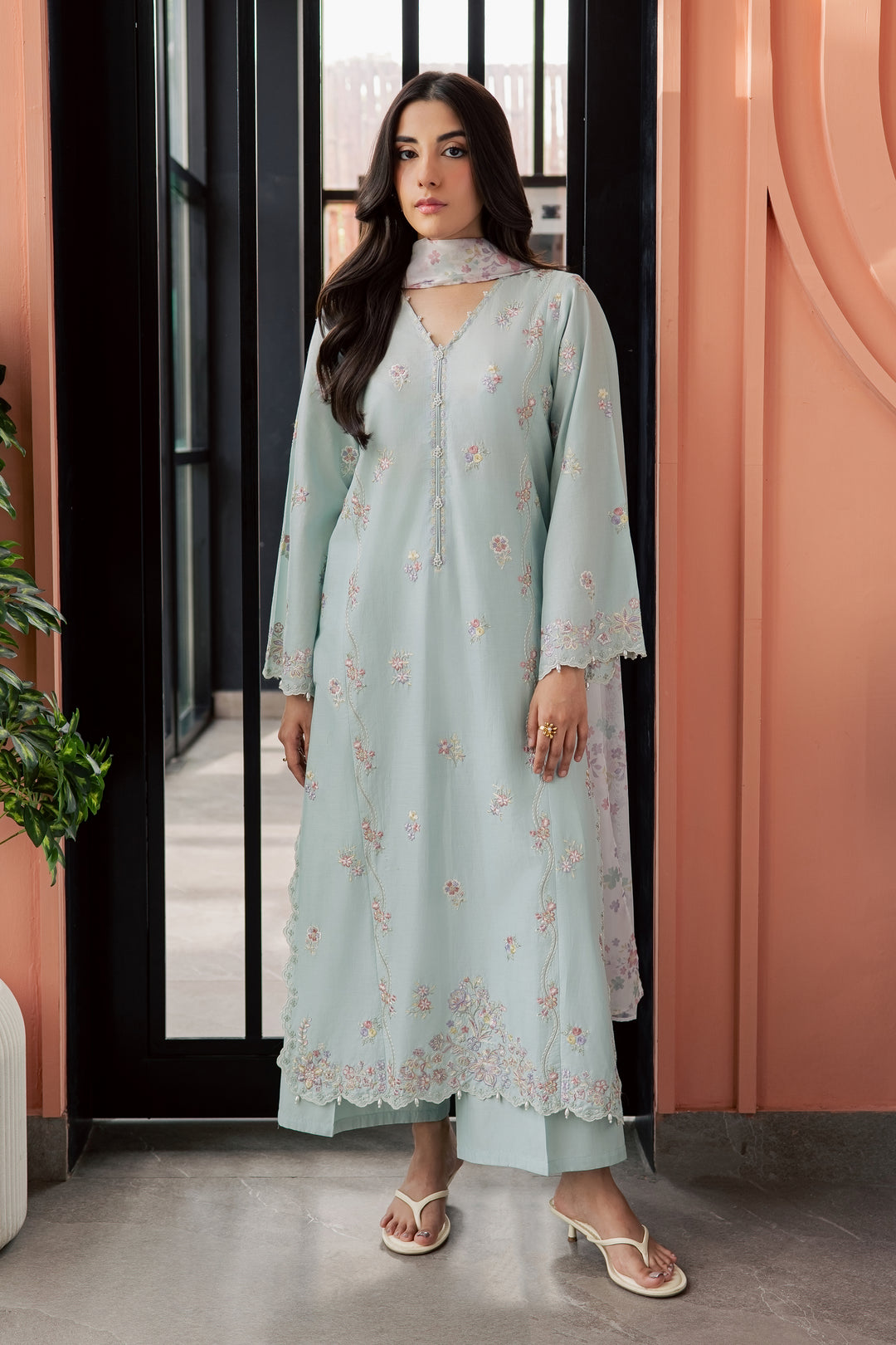 Miorah 3Pc - Embroidered Lawn Dress