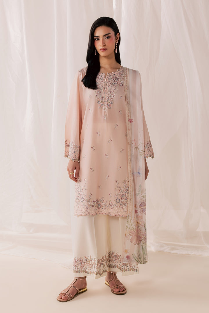 Peach Tart 3Pc - Luxury Embroidered Lawn