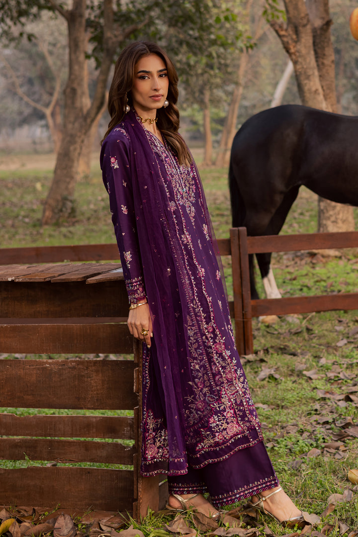 Purple Garden 3Pc - Festive Embroidered Lawn