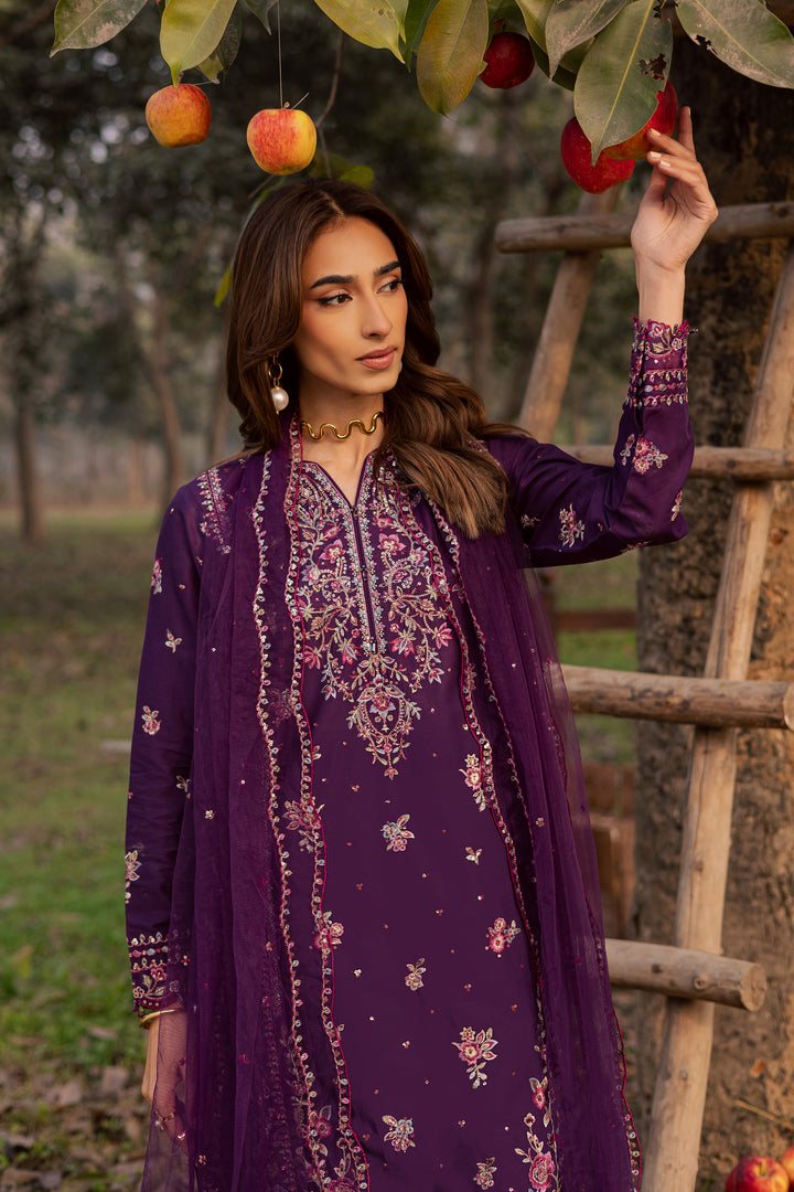 Purple Garden 3Pc - Festive Embroidered Lawn