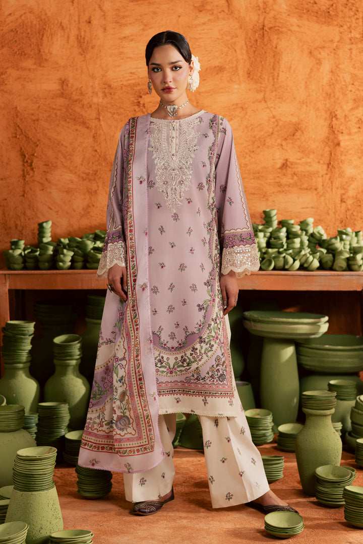 Dusty Plum 3Pc - Printed Lawn Dress