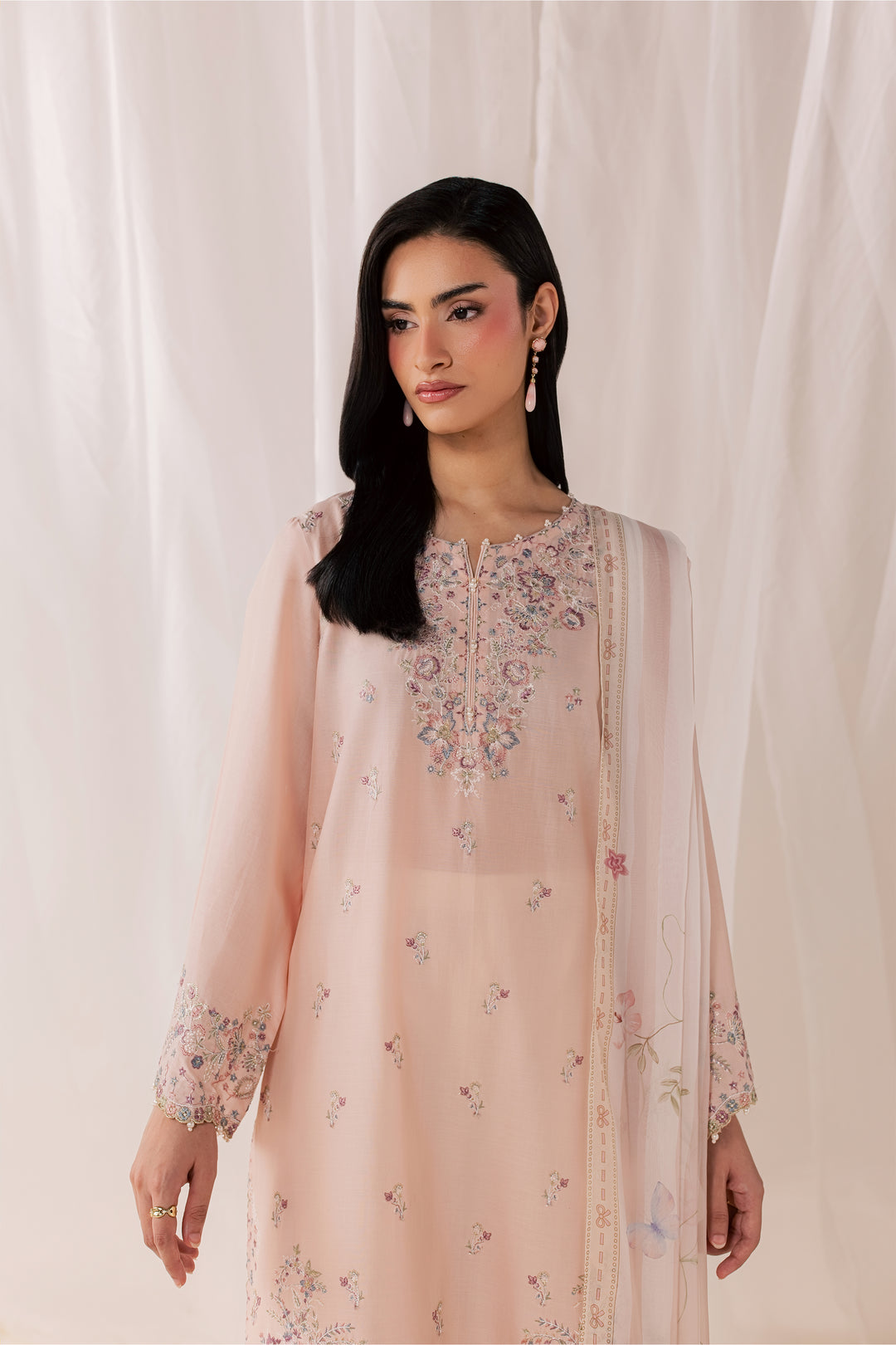 Peach Tart 3Pc - Luxury Embroidered Lawn