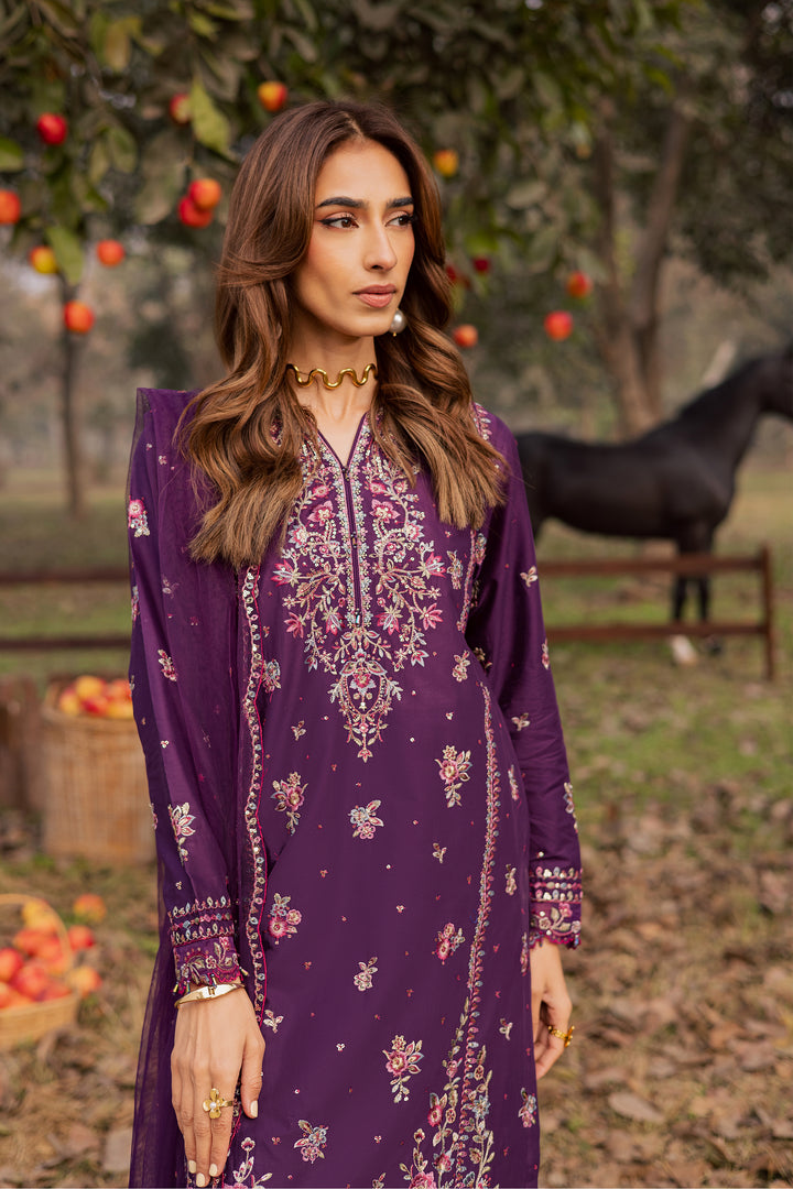 Purple Garden 3Pc - Festive Embroidered Lawn