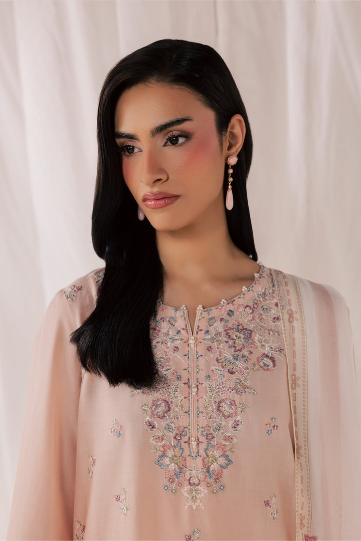 Peach Tart 3Pc - Luxury Embroidered Lawn