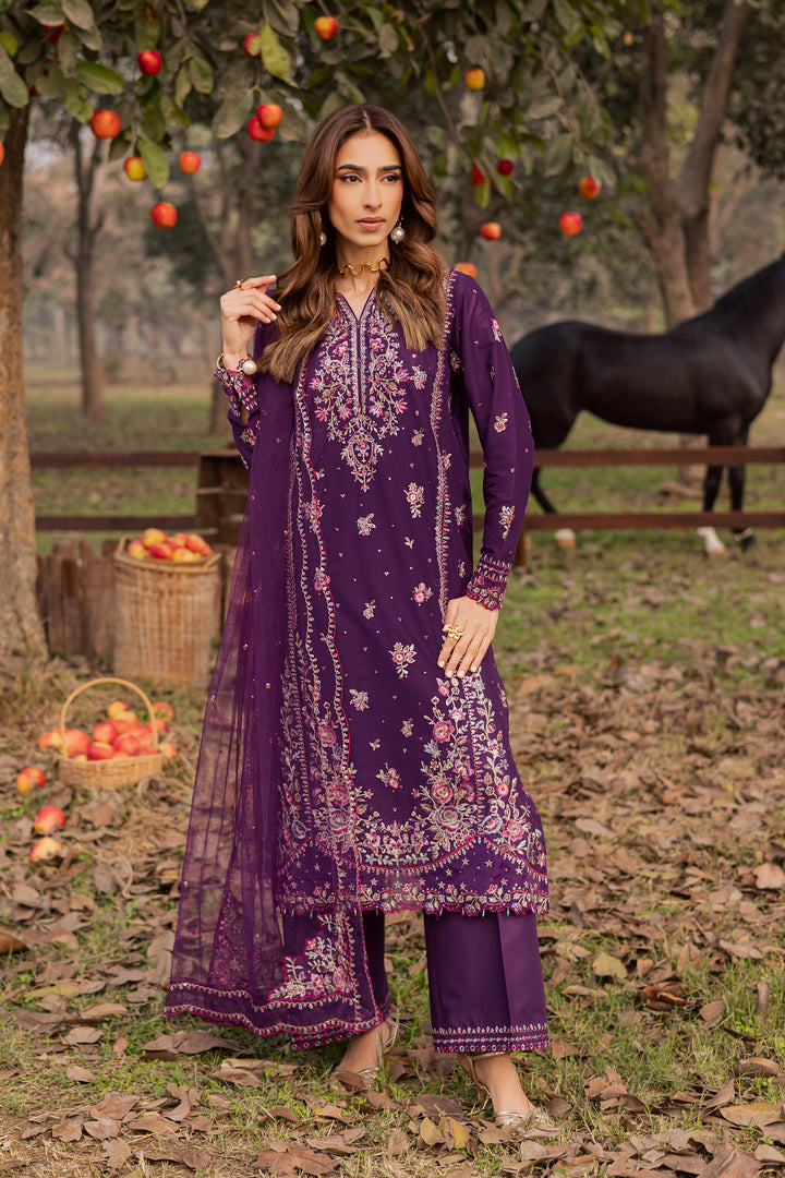 Purple Garden 3Pc - Festive Embroidered Lawn