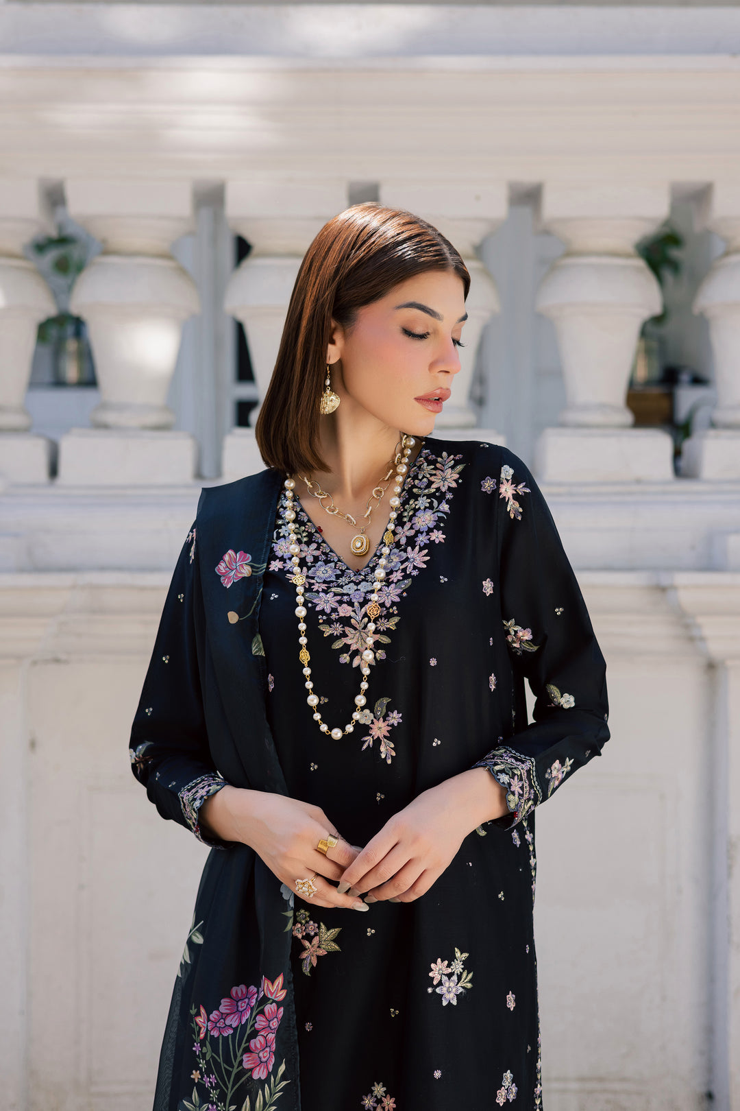 Black Heer 3Pc - Festive Embroidered Lawn