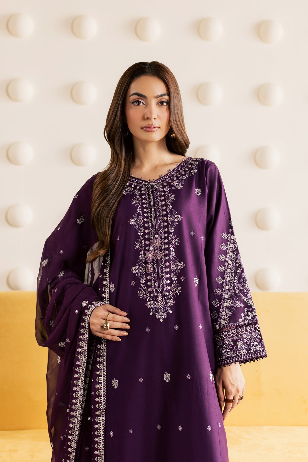 Naushi 3Pc - Embroidered Cambric Pret
