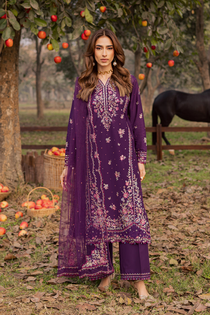 Purple Garden 3Pc - Festive Embroidered Lawn