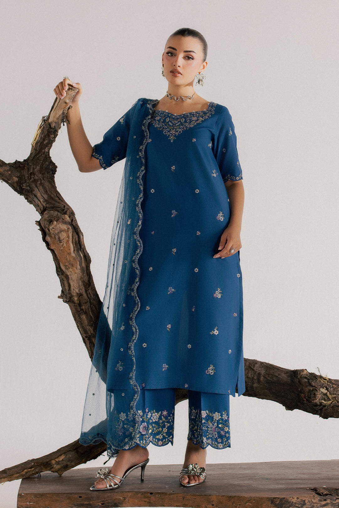 Blue Neelum 3Pc - Luxury Embroidered Lawn