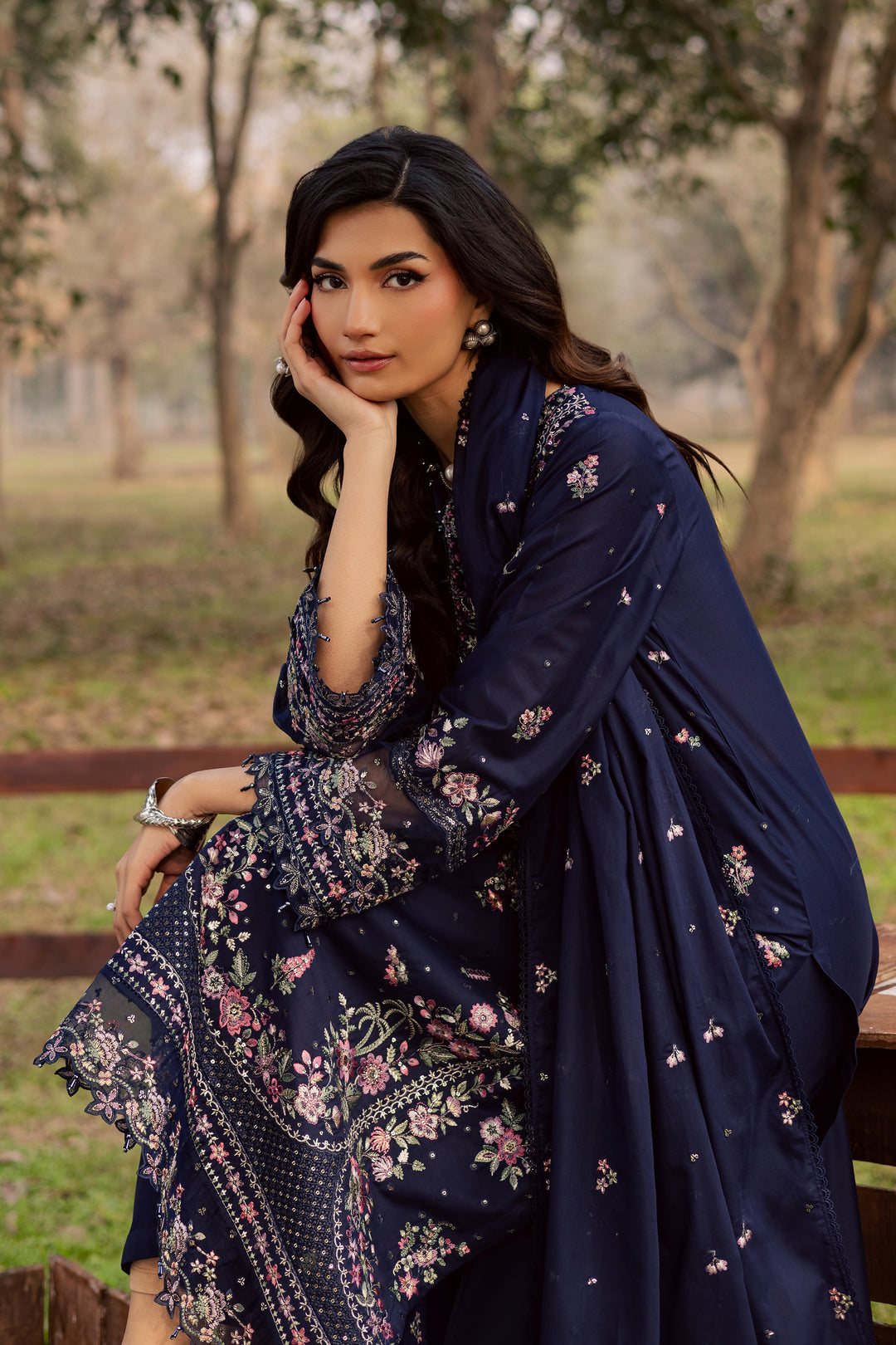 Rehaab 3Pc - Festive Embroidered Lawn