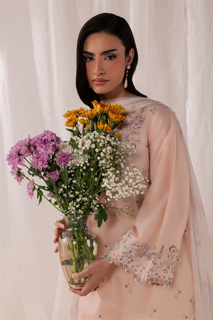 Peach Tart 3Pc - Luxury Embroidered Lawn
