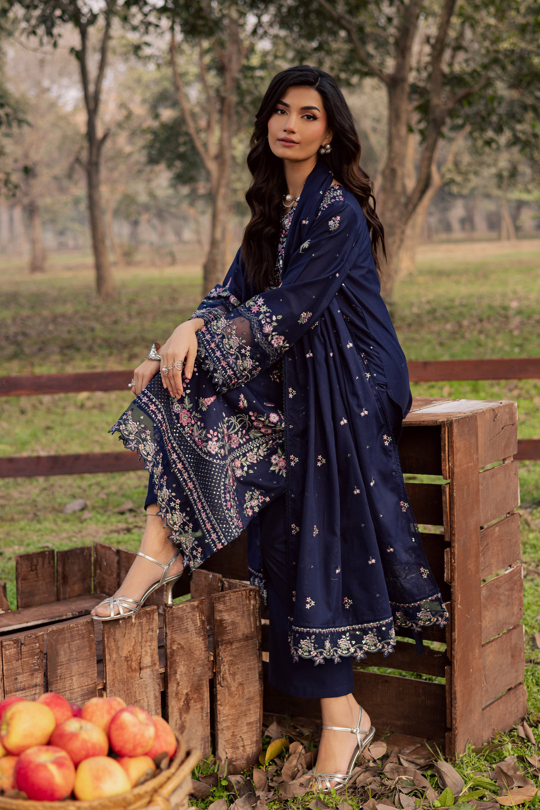 Rehaab 3Pc - Festive Embroidered Lawn