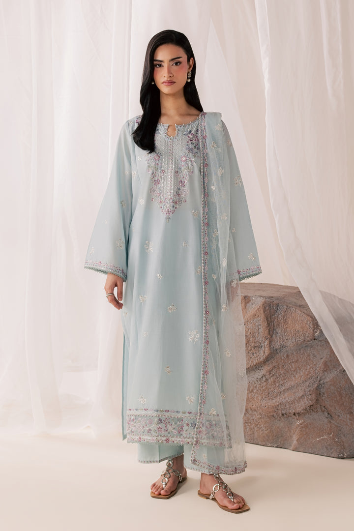 Hazy Blue 3Pc - Luxury Embroidered Lawn