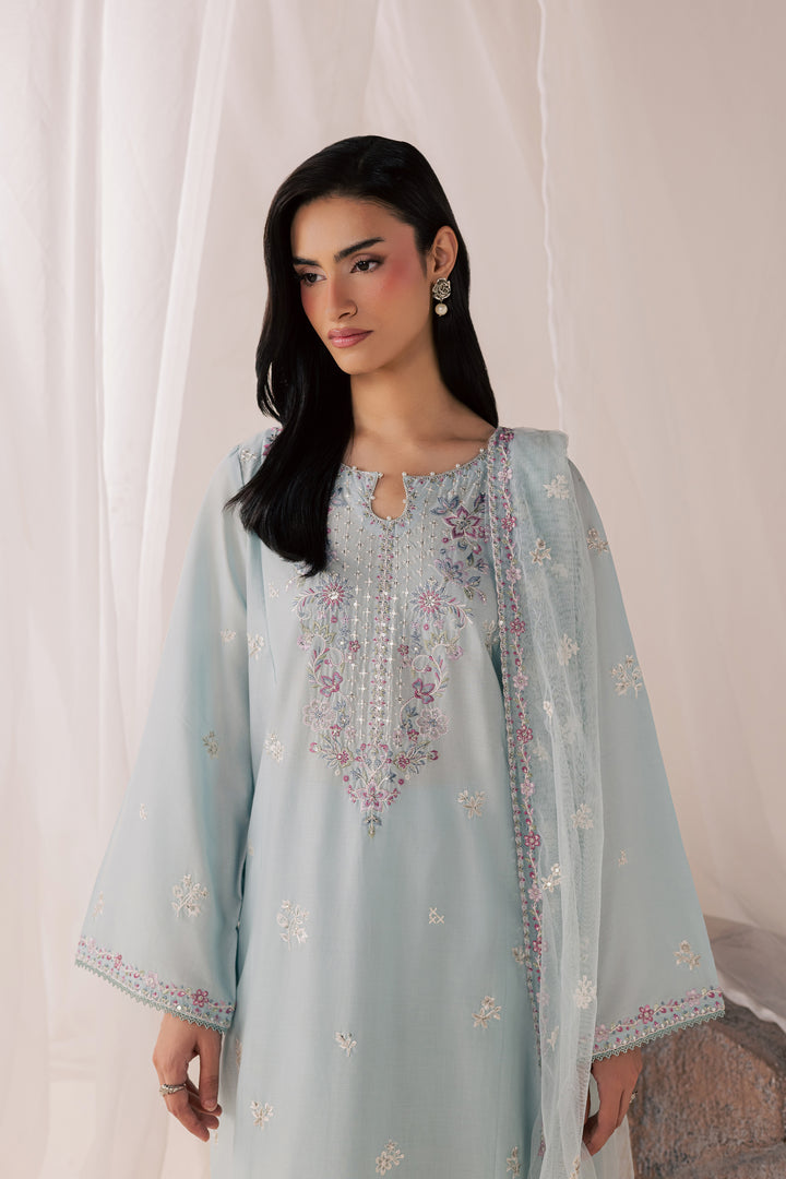 Hazy Blue 3Pc - Luxury Embroidered Lawn