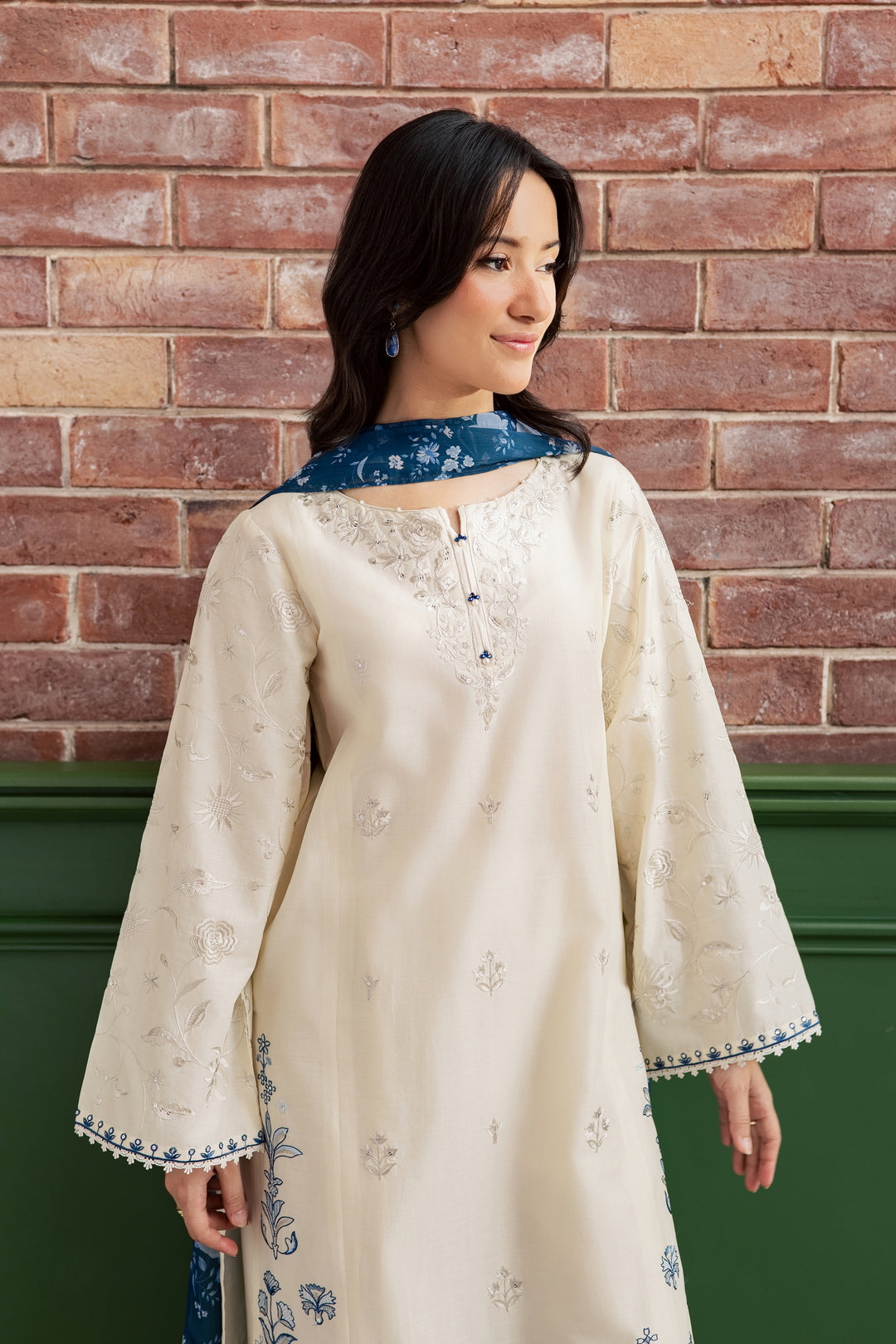 Echo Blue 3Pc - Embroidered Lawn Dress