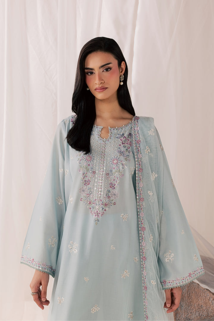 Hazy Blue 3Pc - Luxury Embroidered Lawn