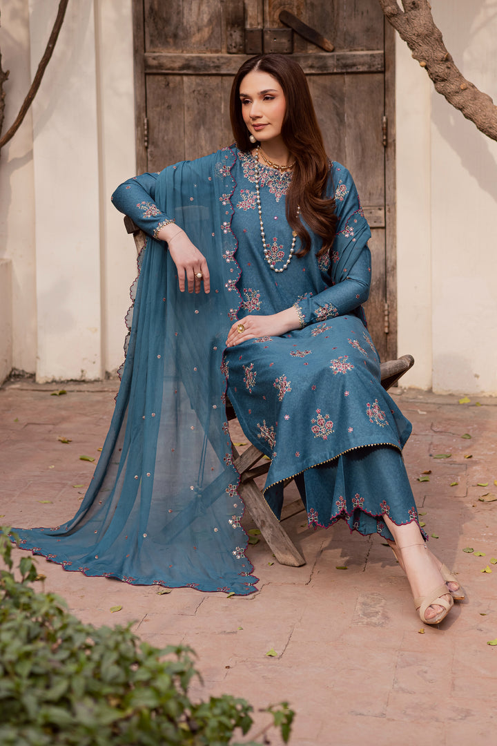 Blue Bells 3Pc - Embroidered Festive Pret