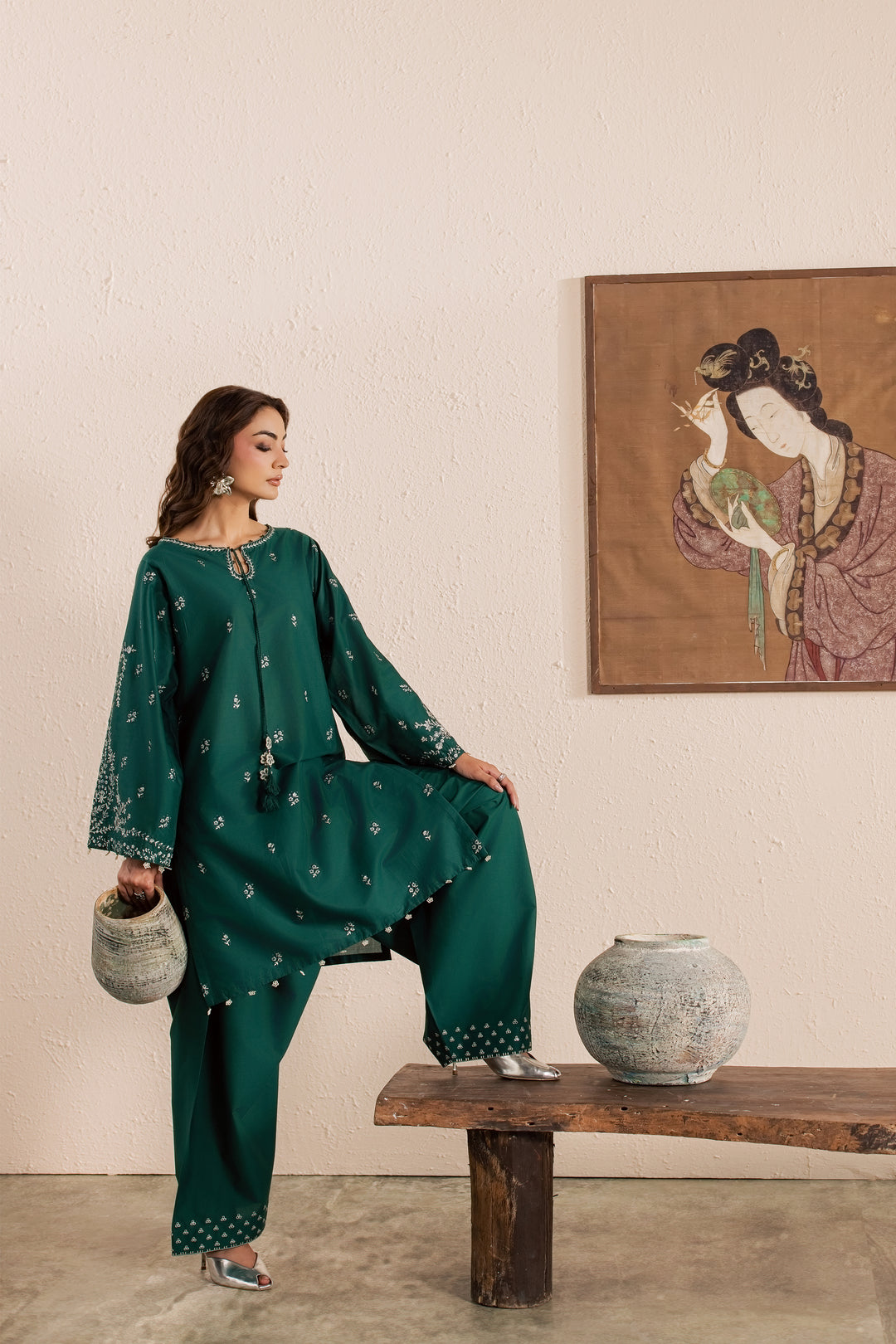 Green Nairobi 2Pc - Embroidered Lawn Dress