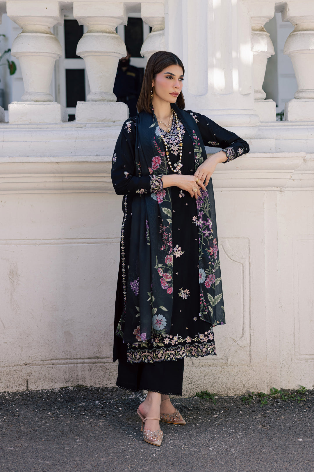 Black Heer 3Pc - Festive Embroidered Lawn