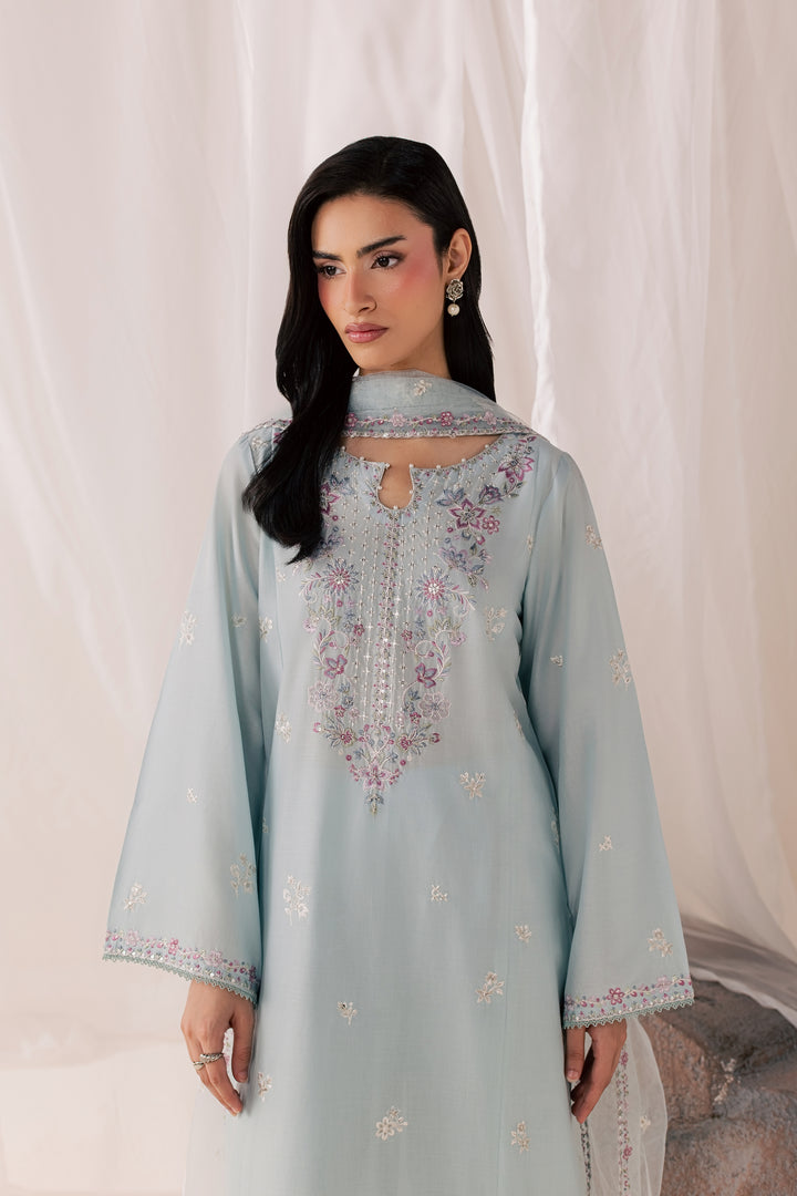 Hazy Blue 3Pc - Luxury Embroidered Lawn