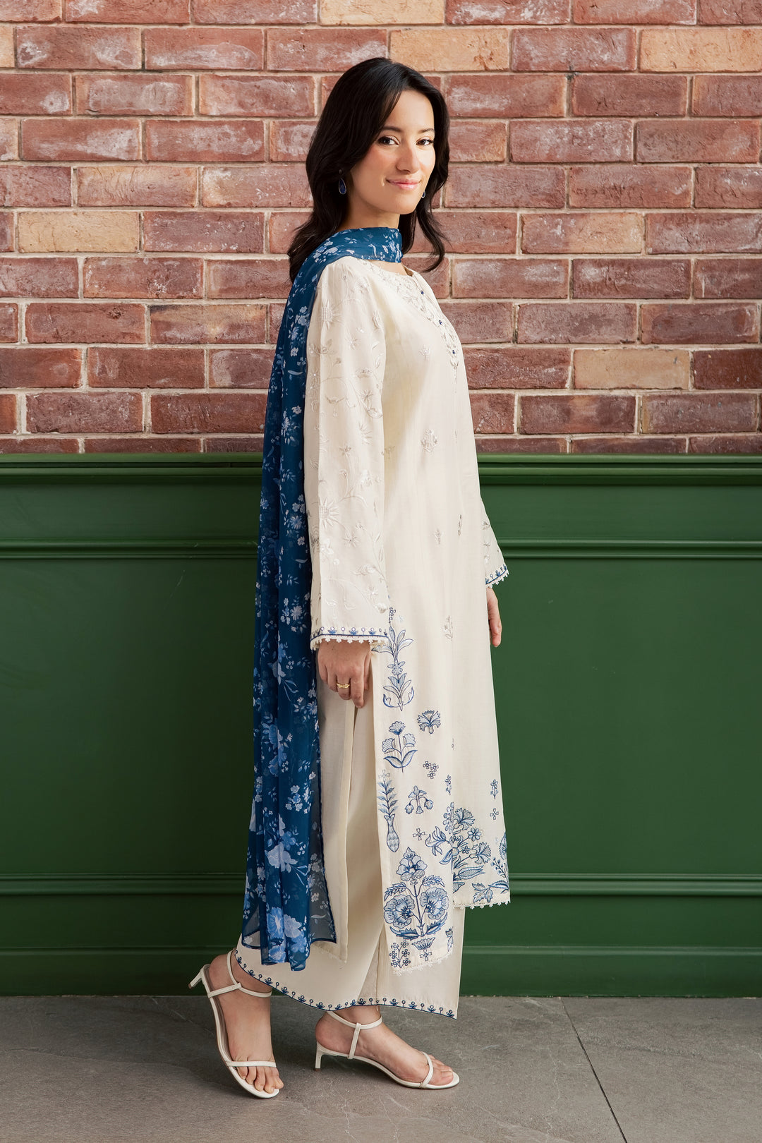Echo Blue 3Pc - Embroidered Lawn Dress