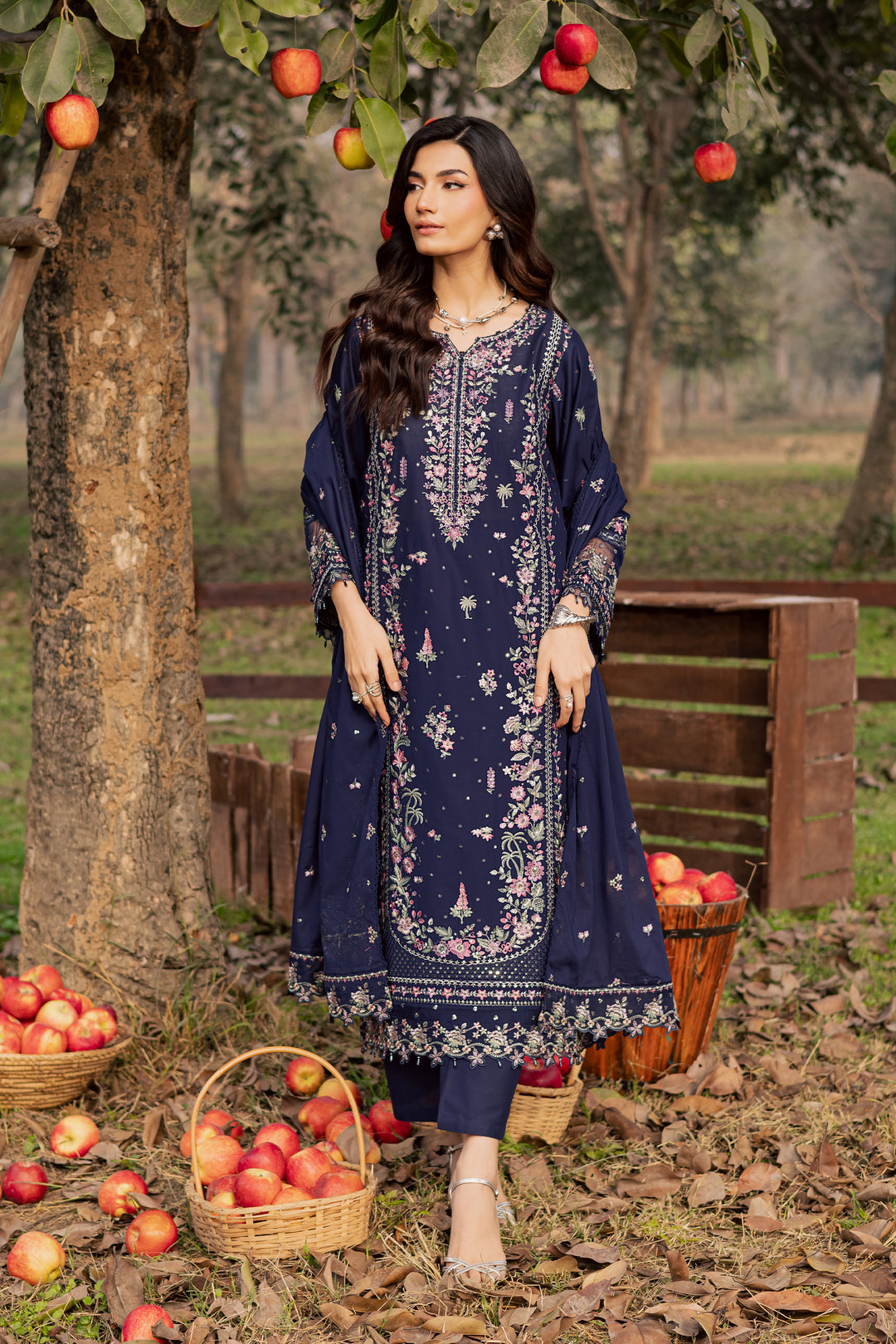 Rehaab 3Pc - Festive Embroidered Lawn