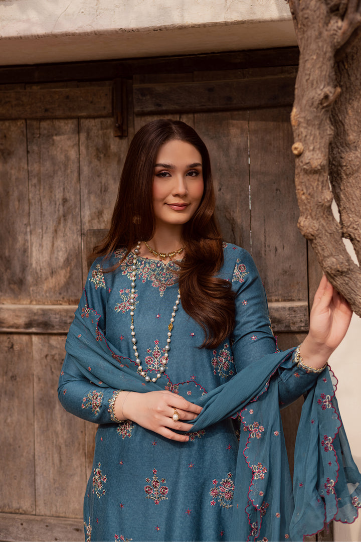 Blue Bells 3Pc - Embroidered Festive Pret