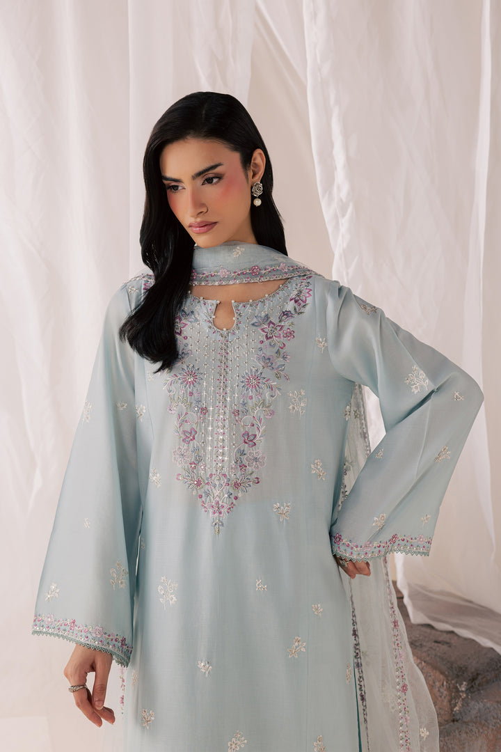 Hazy Blue 3Pc - Luxury Embroidered Lawn