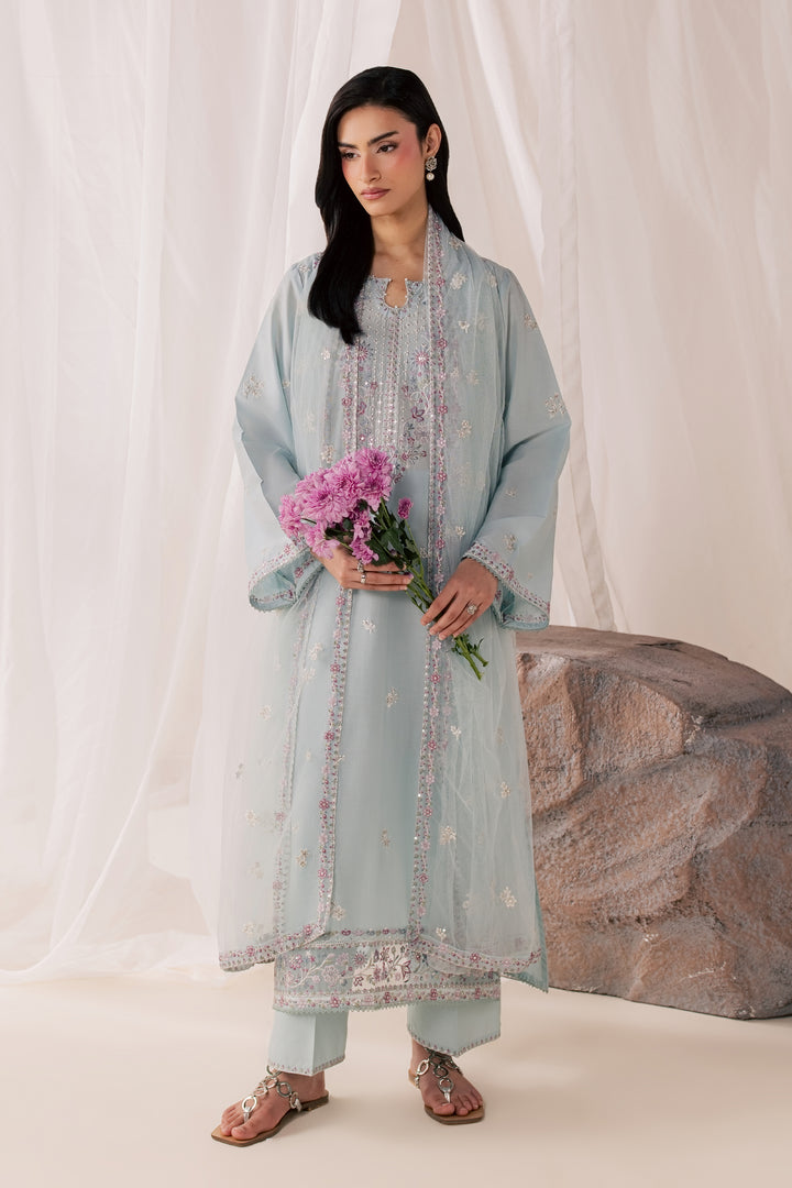 Hazy Blue 3Pc - Luxury Embroidered Lawn