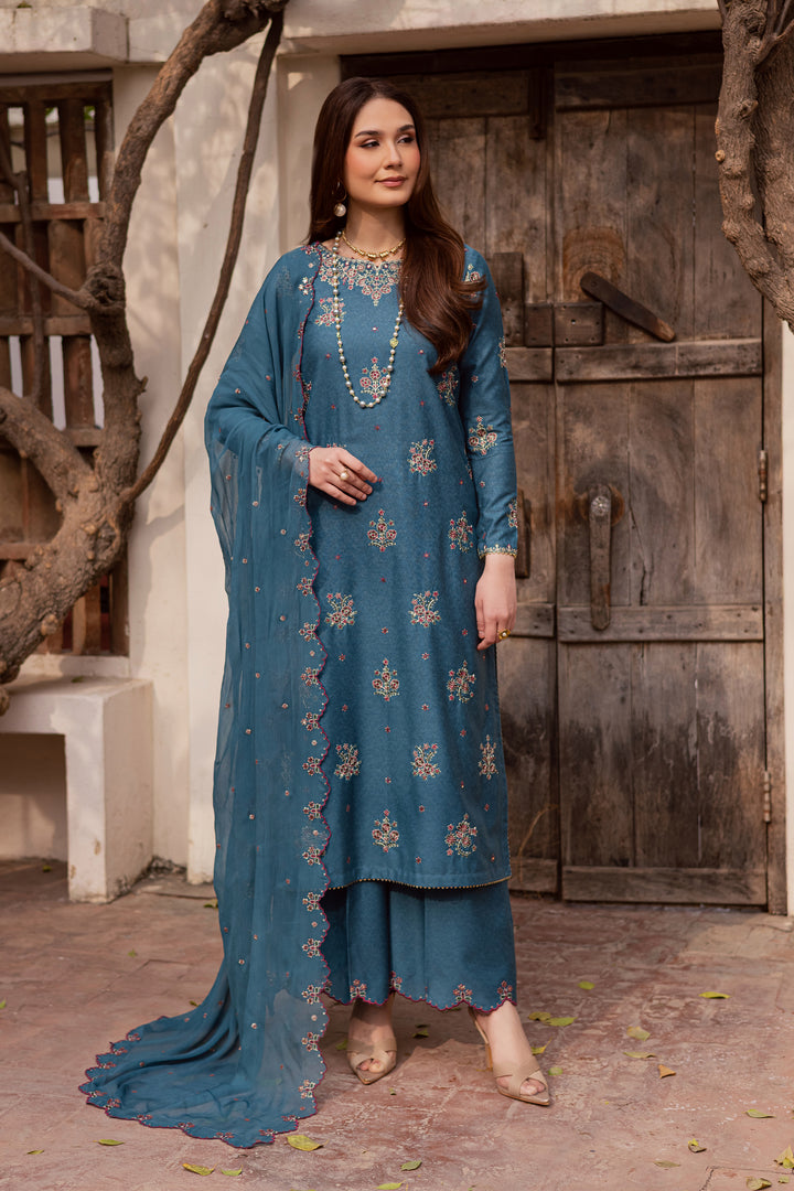 Blue Bells 3Pc - Embroidered Festive Pret