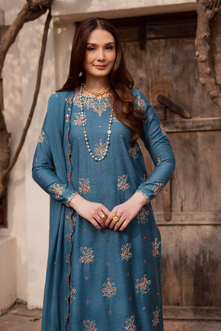 Blue Bells 3Pc - Embroidered Festive Pret