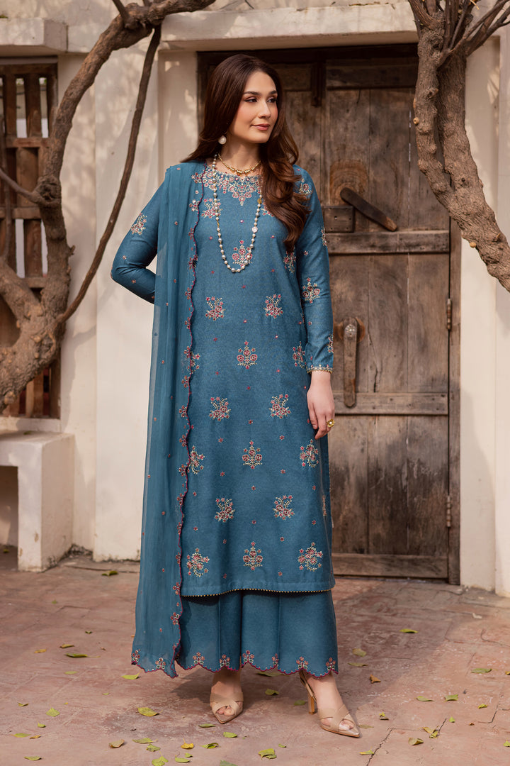 Blue Bells 3Pc - Embroidered Festive Pret