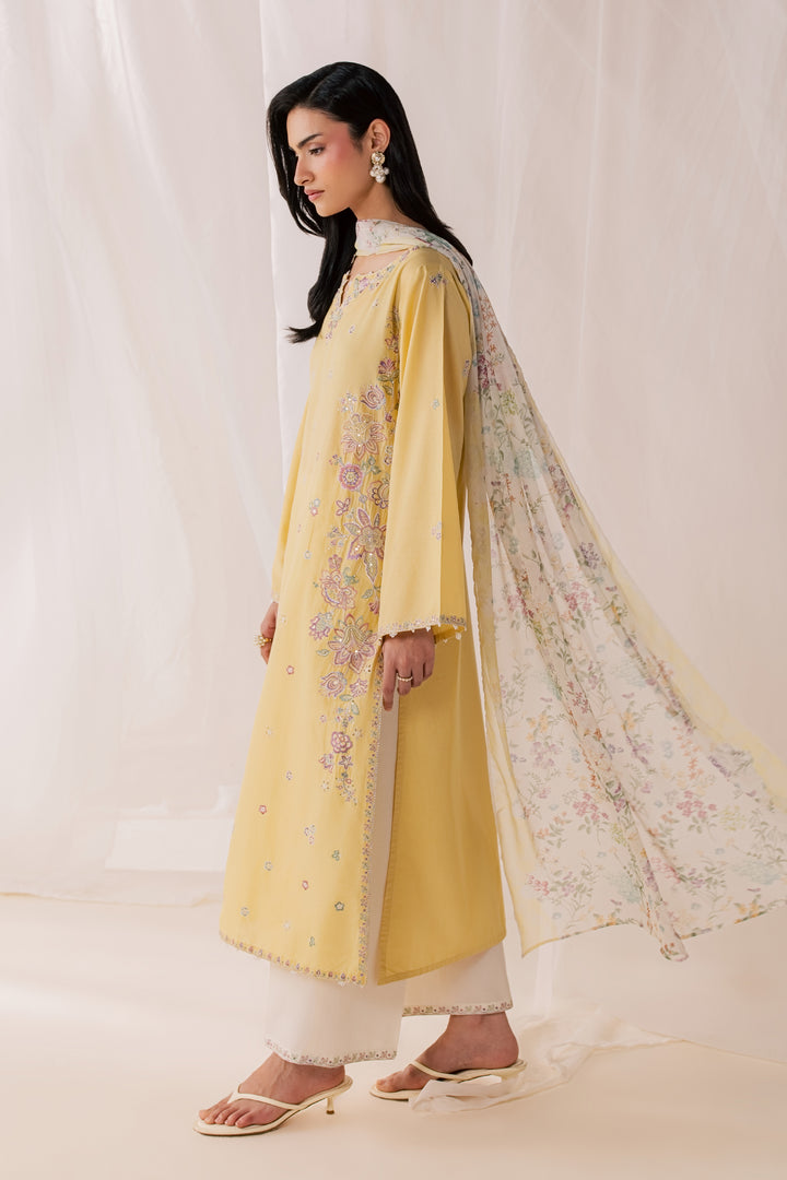 Florellow 3Pc - Luxury Embroidered Lawn