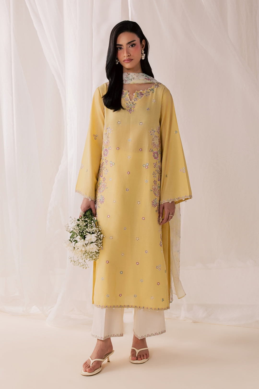 Florellow 3Pc - Luxury Embroidered Lawn