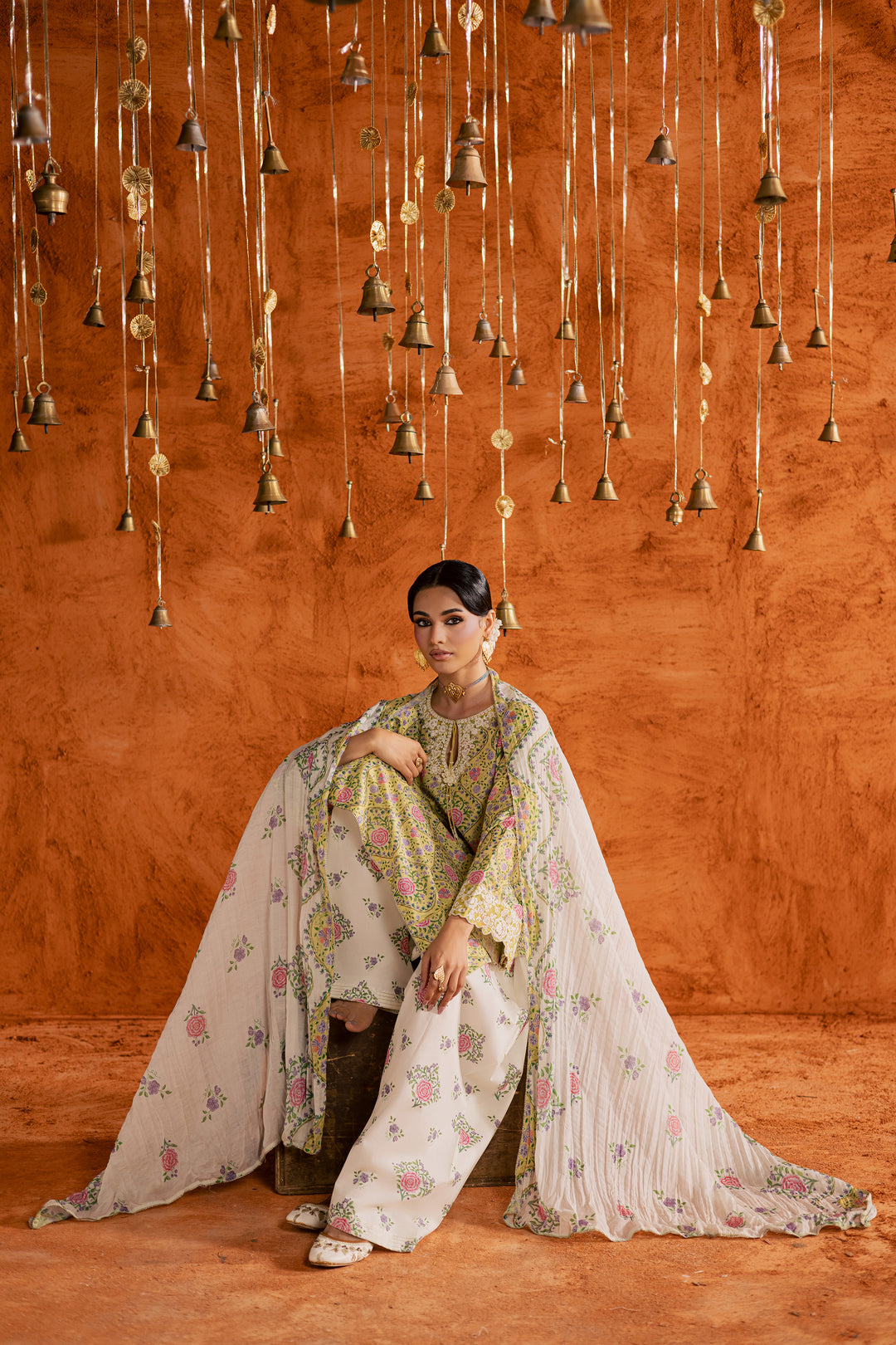 Yellow Minsa 3pc - Printed Lawn Dress