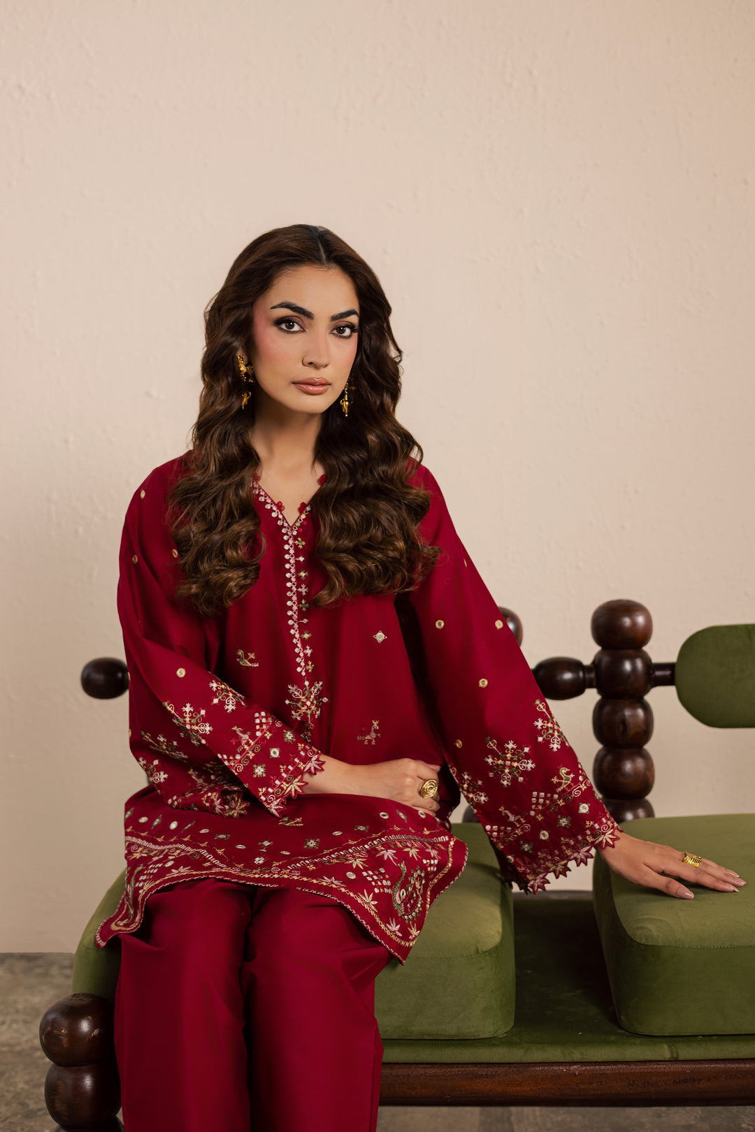 Maroon Santro 2Pc - Embroidered Lawn Dress