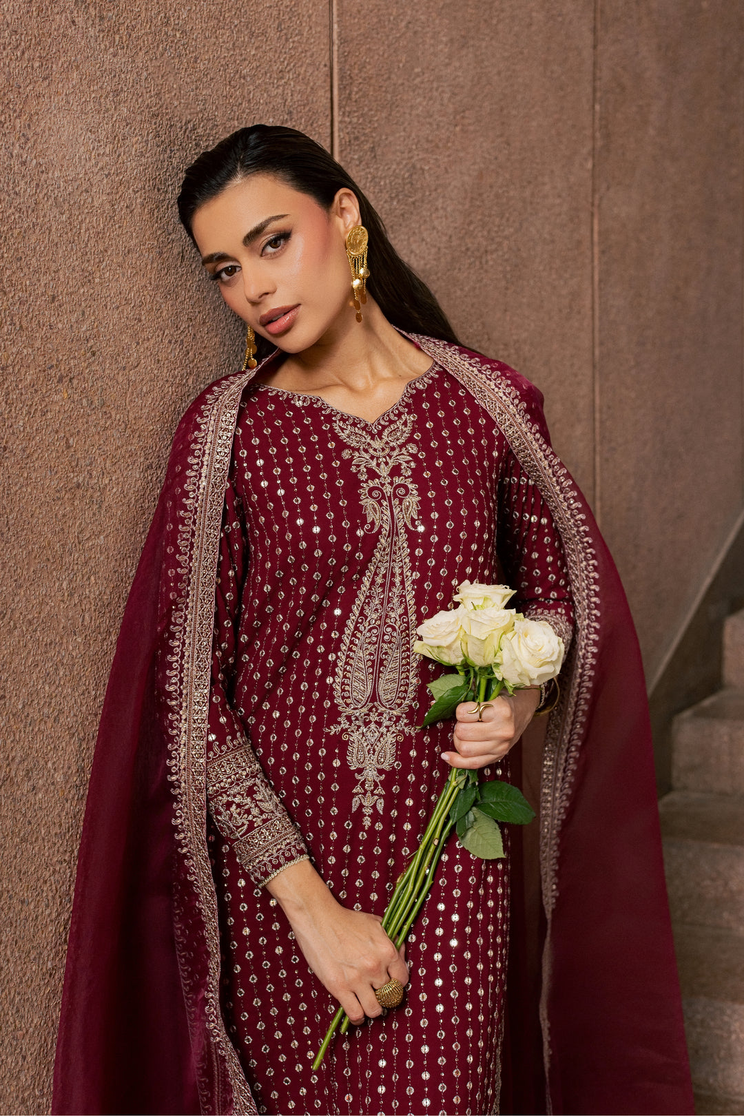 Maroon Raqs 3Pc - Festive Luxe Pret
