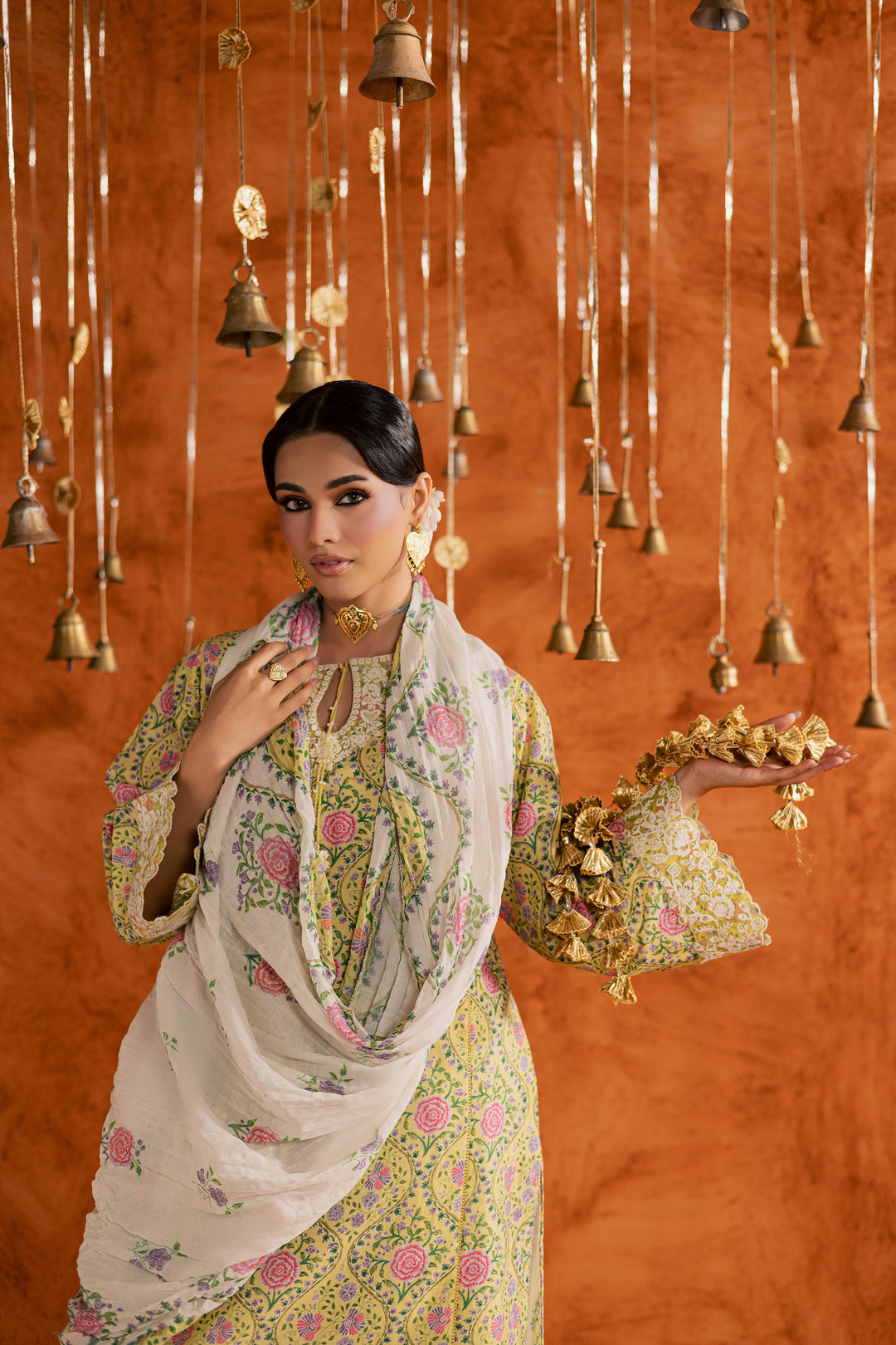 Yellow Minsa 3pc - Printed Lawn Dress