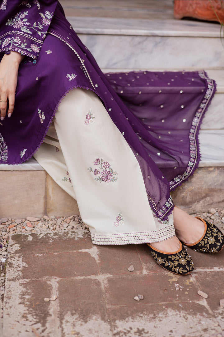 Plum Haze 3Pc - Festive Embroidered Lawn