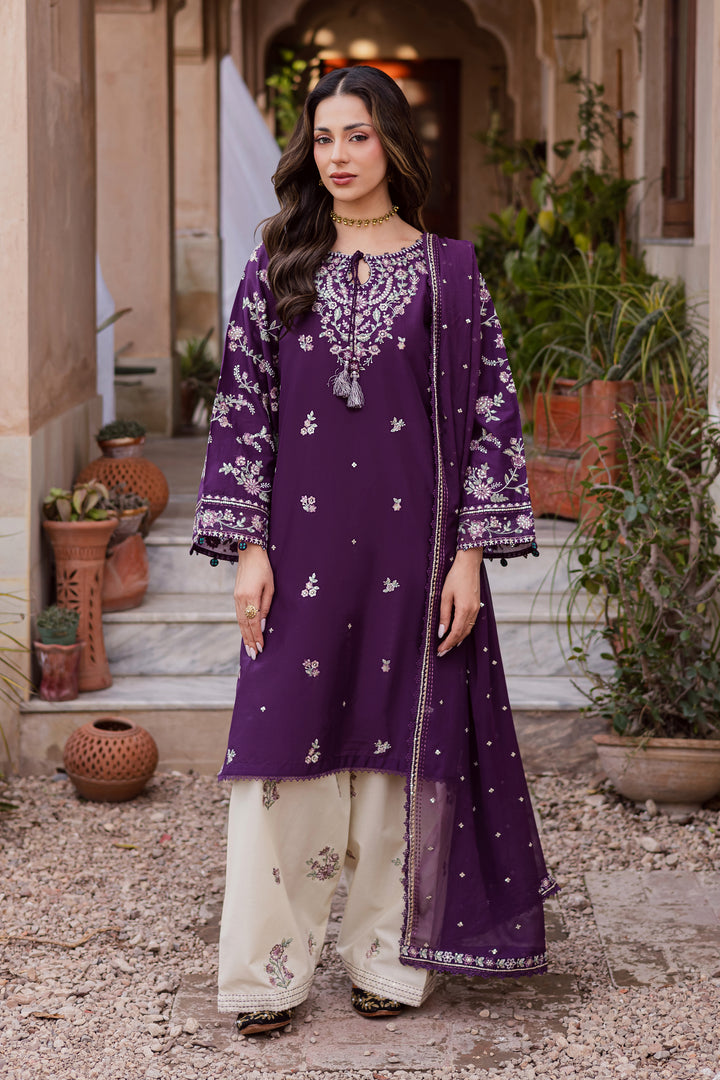 Plum Haze 3Pc - Festive Embroidered Lawn