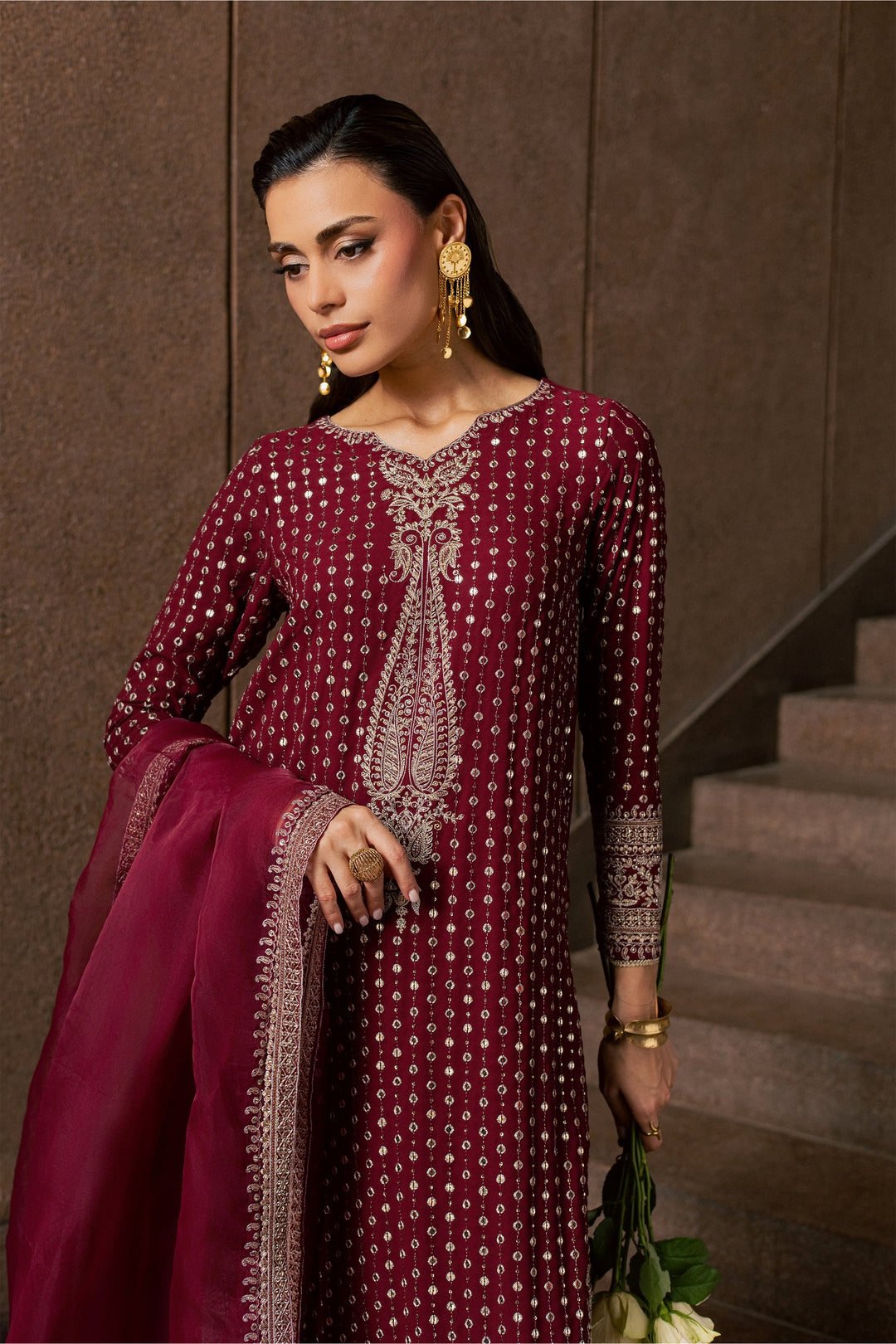 Maroon Raqs 3Pc - Festive Luxe Pret