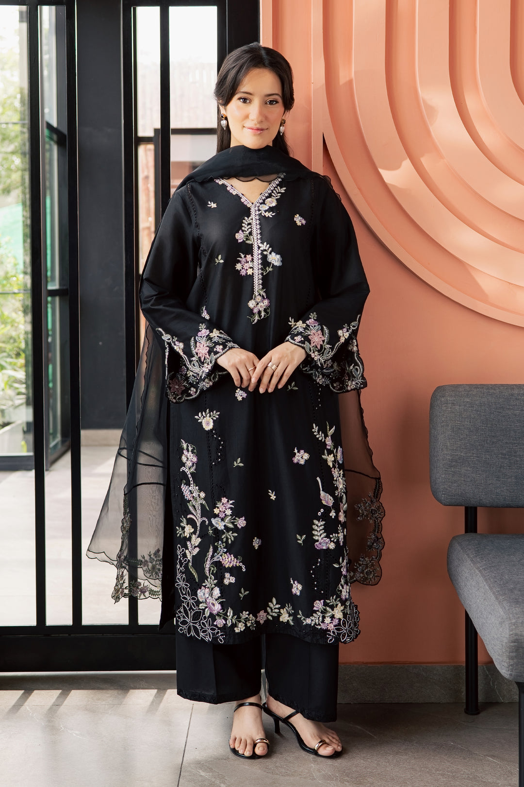 Caviar 3Pc - Embroidered Lawn Dress