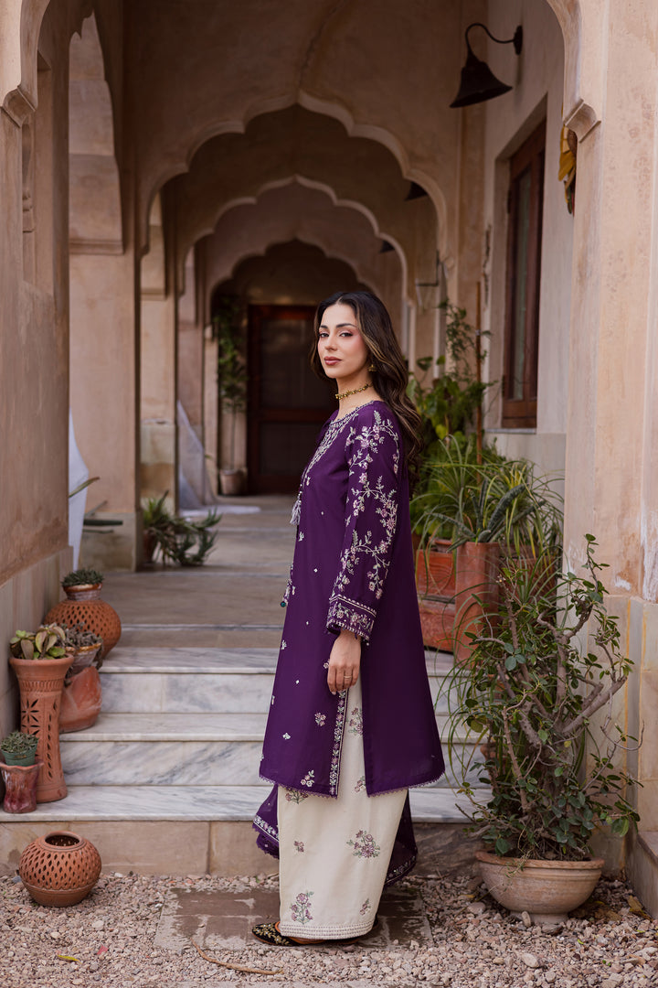Plum Haze 3Pc - Festive Embroidered Lawn