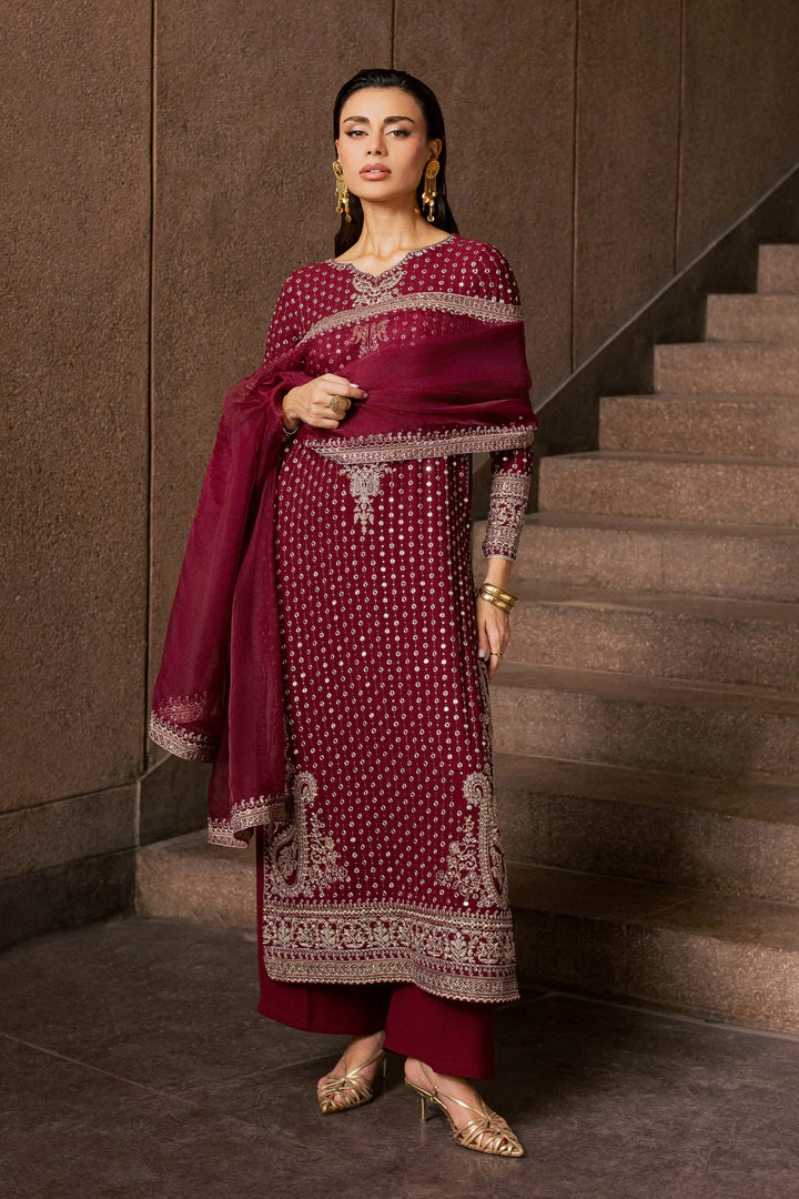 Maroon Raqs 3Pc - Festive Luxe Pret