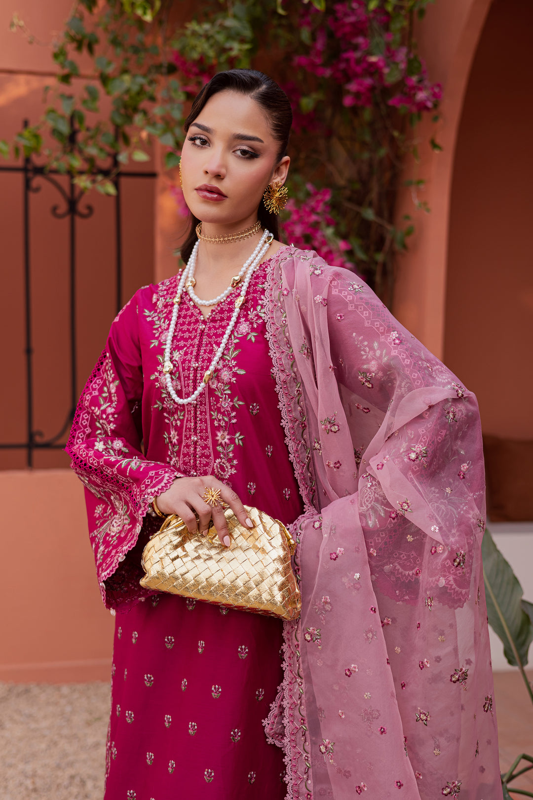 Pink Aleyla 3Pc - Festive Embroidered Lawn